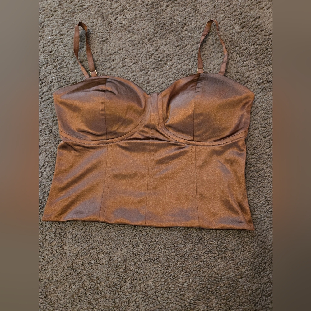 Express Brown Satin Bra Top